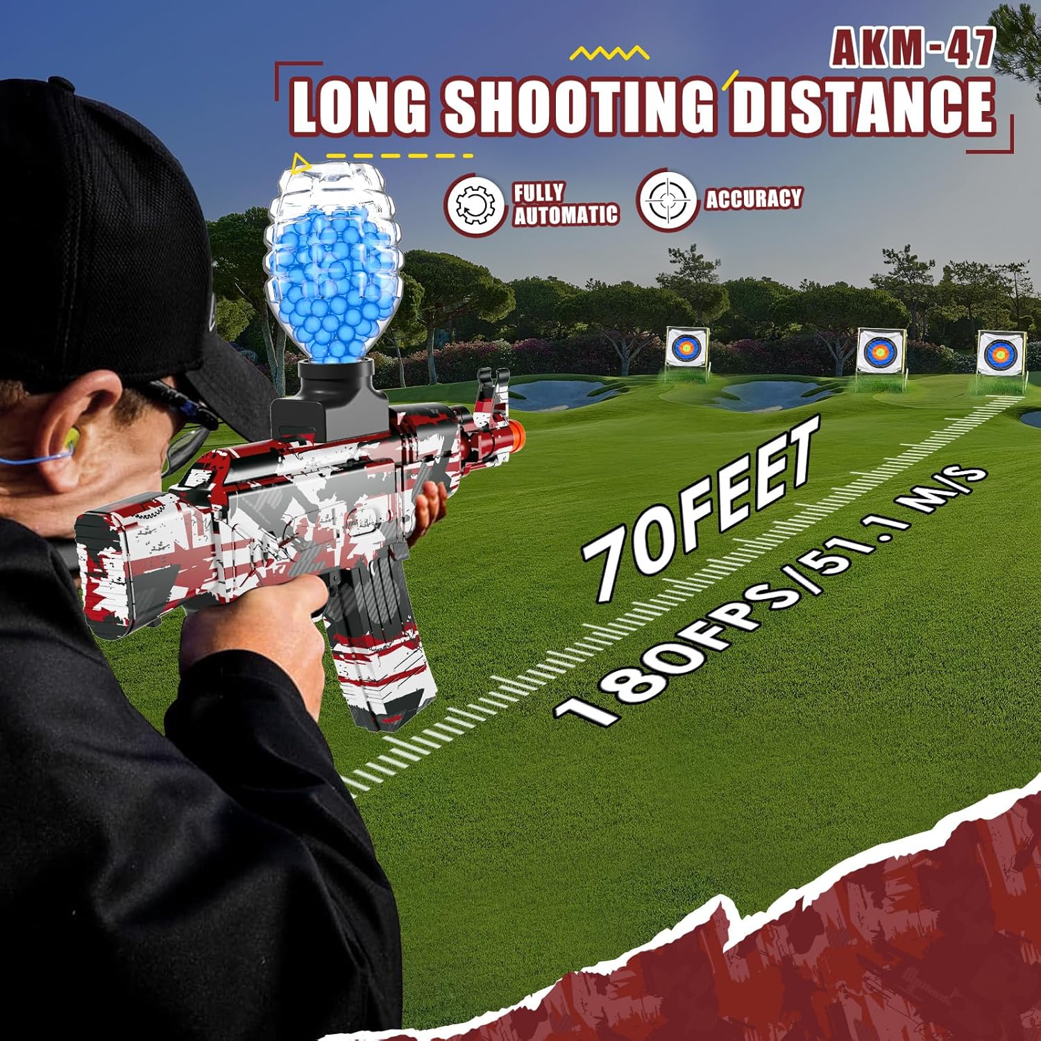 Gel Ball Blaster, Automatic Splat Gun for Orby Gun, Electric Splatter Ball Blaster Gun for Outdoor Activities, Shooting Games, Birthday Christmas, Ages 14+, Red image 4 of 7 B0D95FM8Z2