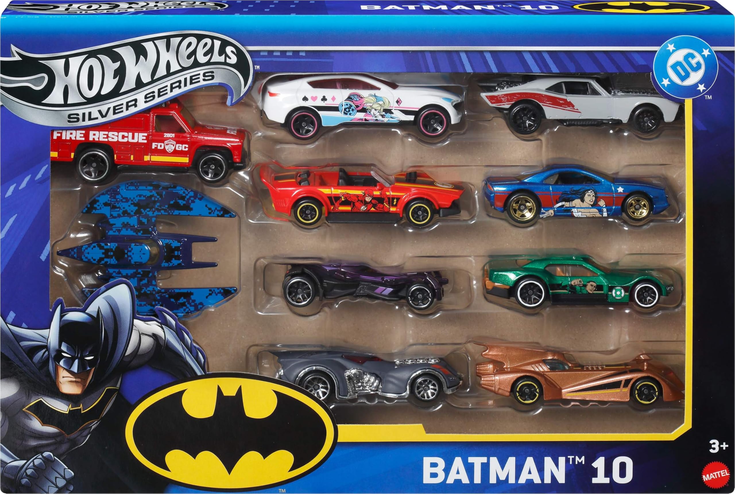 hot wheels toy cars batman-themed 10-pack set of 10 die-cast vehicles including a batmobile amp a batplane in 164 scale styles may vary