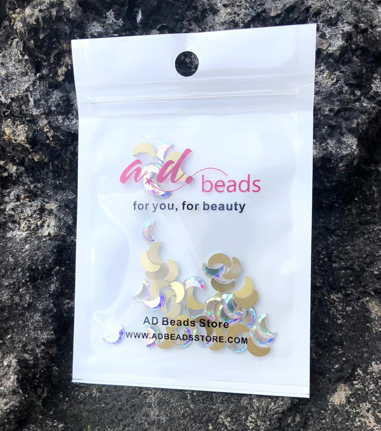 AD Beads Top Czech AB Crystal Multi-Shape Flatback Rhinestone Nail Art Decoration DIY (50 Pcs, 39. Moon 5x8mm)