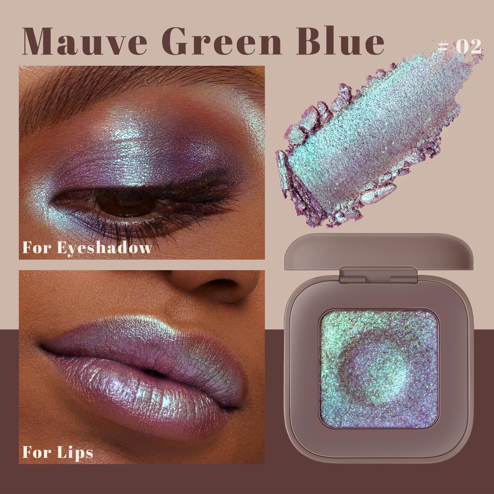 Noerrors Duochrome Eyeshadow Palette - Plum Mauve Green Blue -3