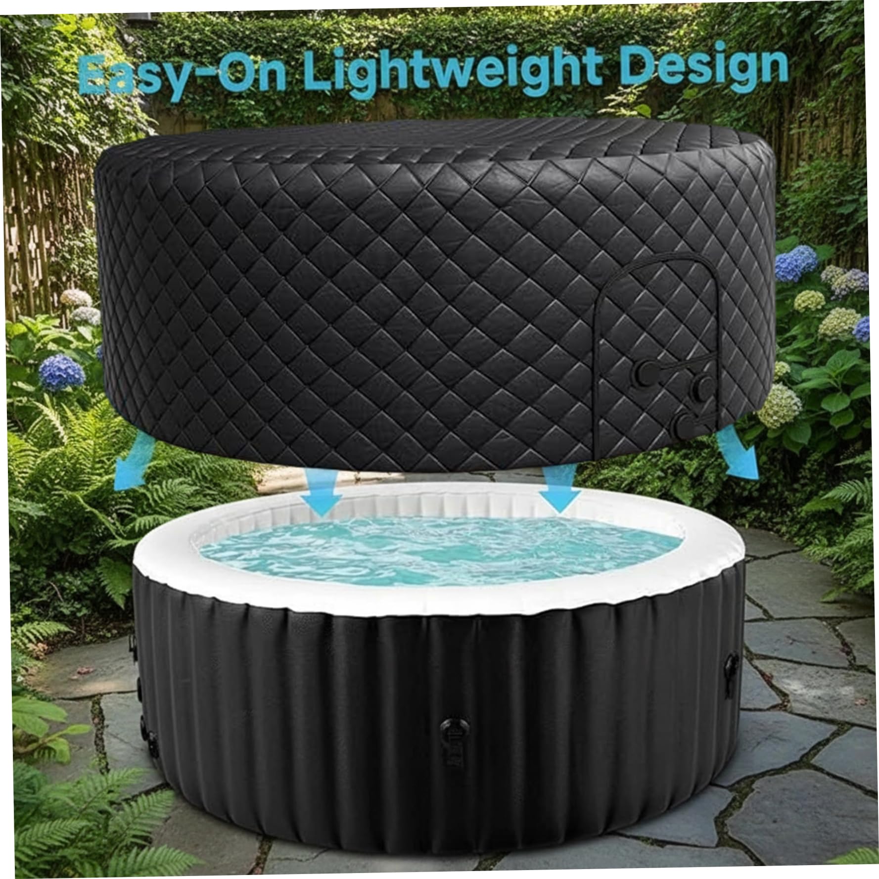 Couverture de Spa 71x27 Pouces, Couverture de Spa isolée Ronde, Protection Contre la poussière et Le Soleil, couvertures imperméables Remplacement pour l'extérieur