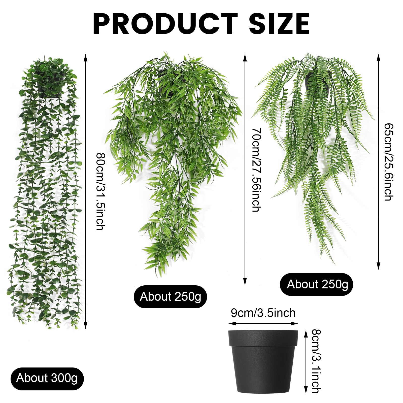 CYZBL 3 Plantes Artificielles Tombantes En Pot - Lierre Faux Vert Pour Intérieur Et Extérieur