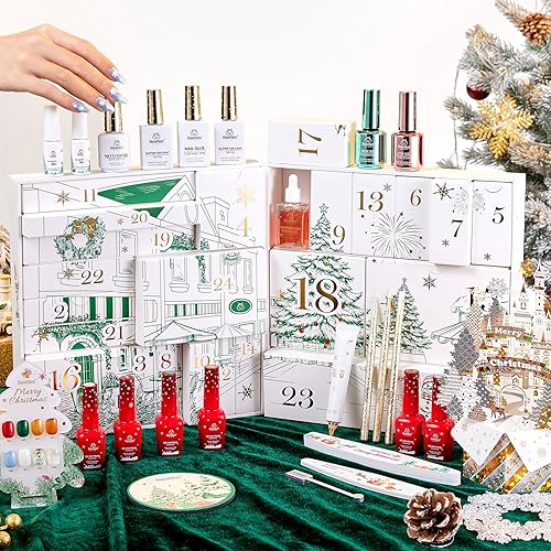 Miniatura 2 de beetles Gel Polish Caja de regalo Merry Glitzmas 2025 – Juego de arte de uñas con mini lámpara LED de uñas, capa superior y regalos de sorpresas
