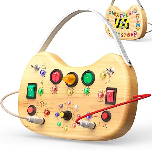 UdoUto Montessori - Tabla de actividades para niños pequeños  Juguetes sensoriales de madera para niños de 1 año con interruptor de luz LED disponible en Yaxa Colombia