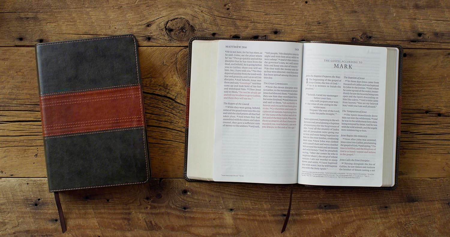 ESV Giant Print Personal Size Bible, Red Letter (TruTone, Forest/Tan, Trail Design): Holy Bible, English Standard Version