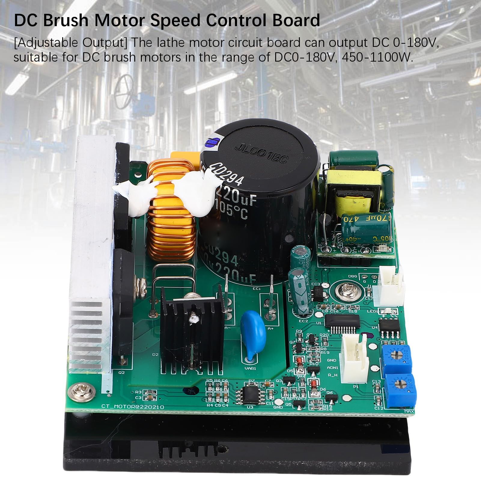 Placa de Control de Torno Mini con Salida Ajustable y Guardia de Sobrecarga Multifuncional con Salida DC0-180V para Motor 450-1100W