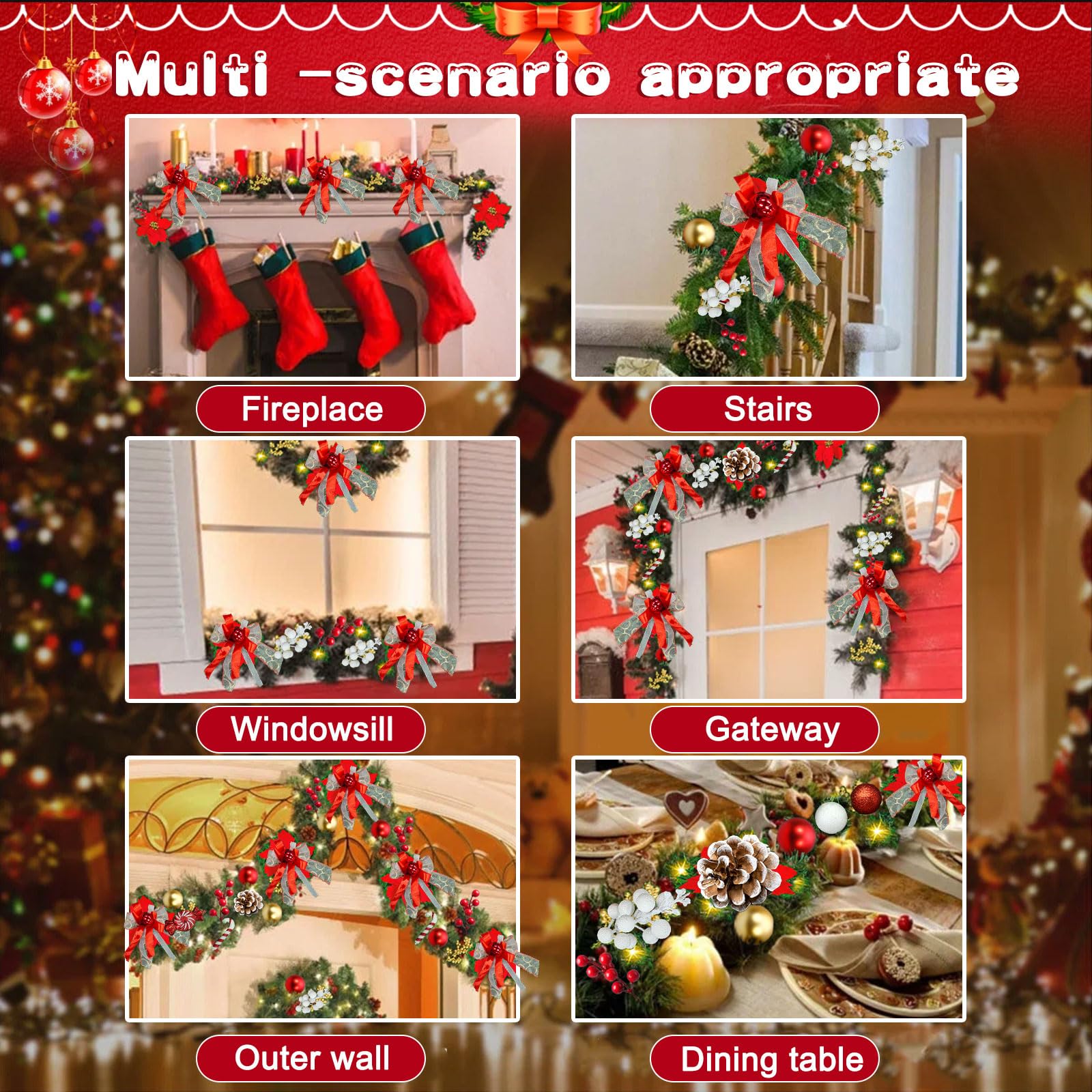 Ghirlanda Natale Artificiale 2.7m In PVC Con Pigne - Verde, 270 Rami Per Interni Ed Esterni - Foto 10