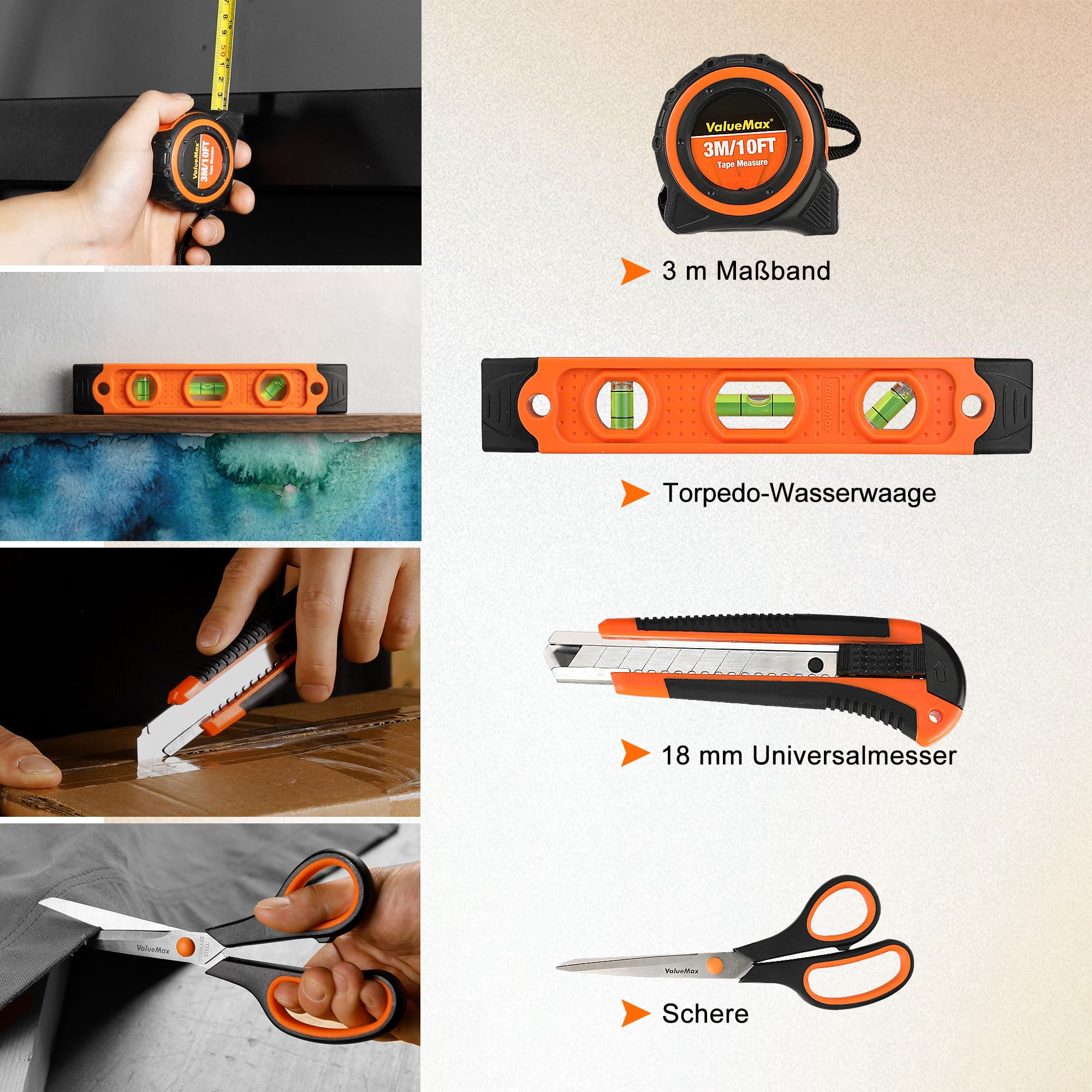 ValueMax Werkzeugset 219tlg, Werkzeugtasche bestückt, tägliche Werkzeuge, Werkzeugsatz für Haushalt, DIY, Heimwerker und Mechaniker bei Reparaturen zu Hause oder Profiarbeiten