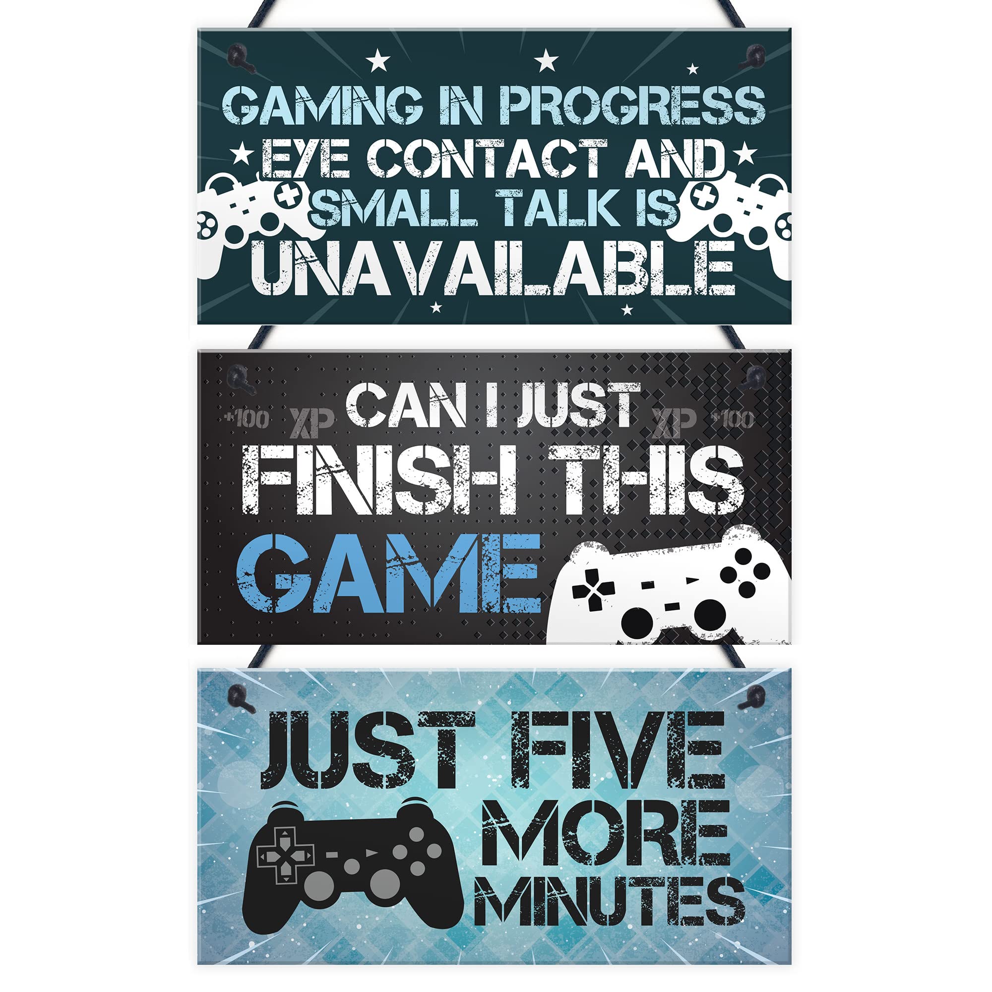 Red Ocean Funny Gaming Signs BUNDLE For Boys Bedroom Man Cave Novelty Gamer Gift For Son Brother Dad