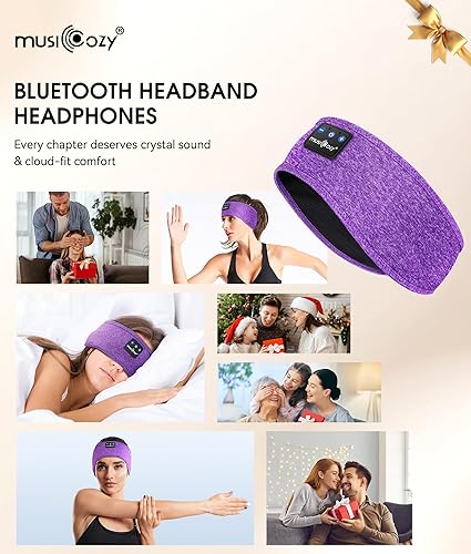 Miniatura 8 de MUSICOZY Bluetooth 5.2 Headband Sleep Headphones Headband Headphones Sports Wireless Music Earphones Eye Mask Earbuds for Workout Running Travel