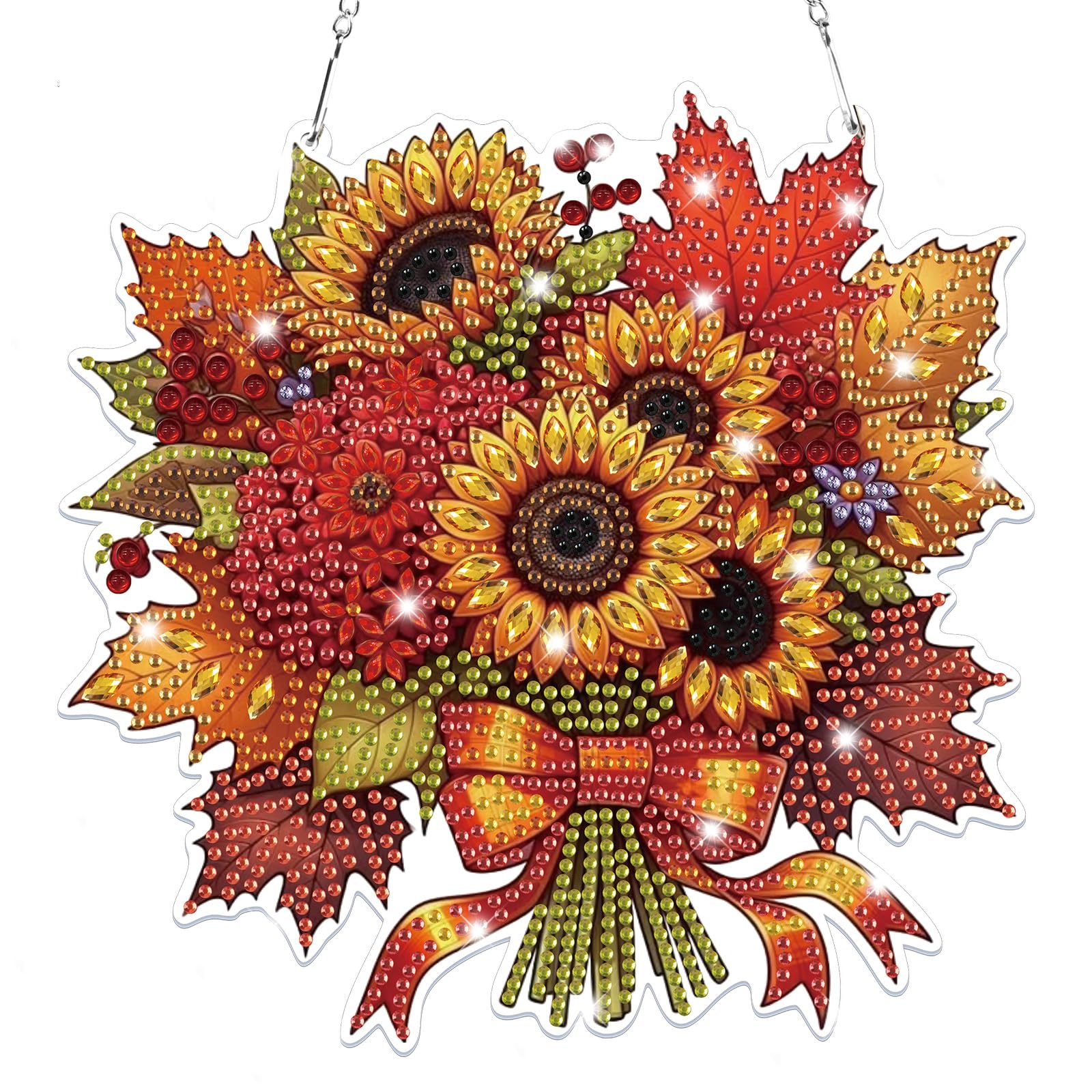 Lxmsja Flowers Diamond Art Hanging Ornaments with Chain for Adults Kids Special Shaped Halloween Diamond Painting Pendant Kits