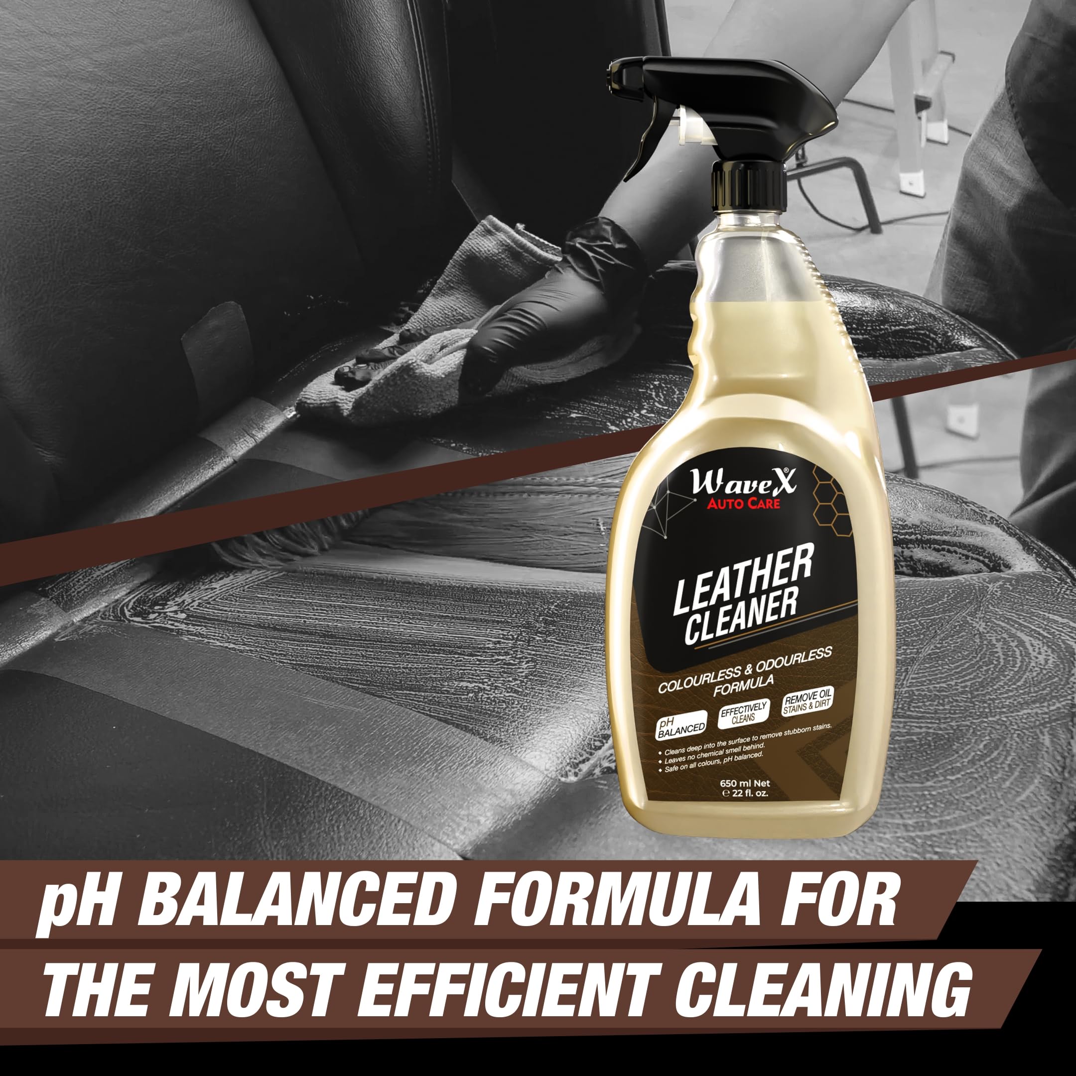 Wavex Leather Cleaner 650ml | Bike & Car Leather Seat Cleaner | Also Useful for Original Leather Jackets, Sofas, & Bags 2