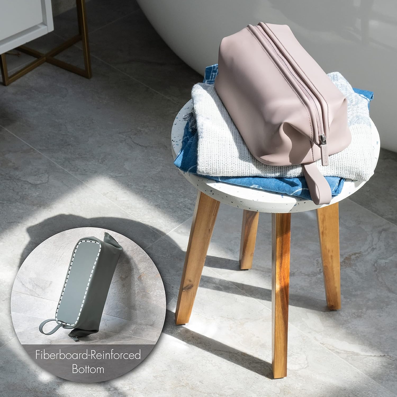 LINE+ARC Easy-to-Clean Silicone Dopp Kit (As Seen in Glamour and GQ) Extra-Wide Opening Anti-Stain (Forest, 3.5L) Toiletry Bag Travel Set Makeup Organizer Cosmetics Case Fabric Simple Hang Loop - Image 7