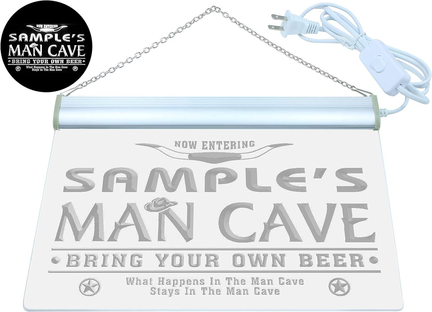 ADVPRO pb-tm-w Man Cave Name Personalized Custom Game Room Cowboys Bar Beer LED Neon Sign White 16x12 inches
