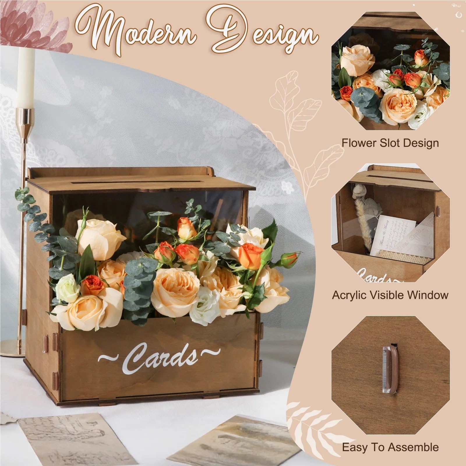Hochzeitskartenbox Holz Hochzeitskartenbox mit Blumenkasten für Empfang Hochzeitsdeko Muttertag