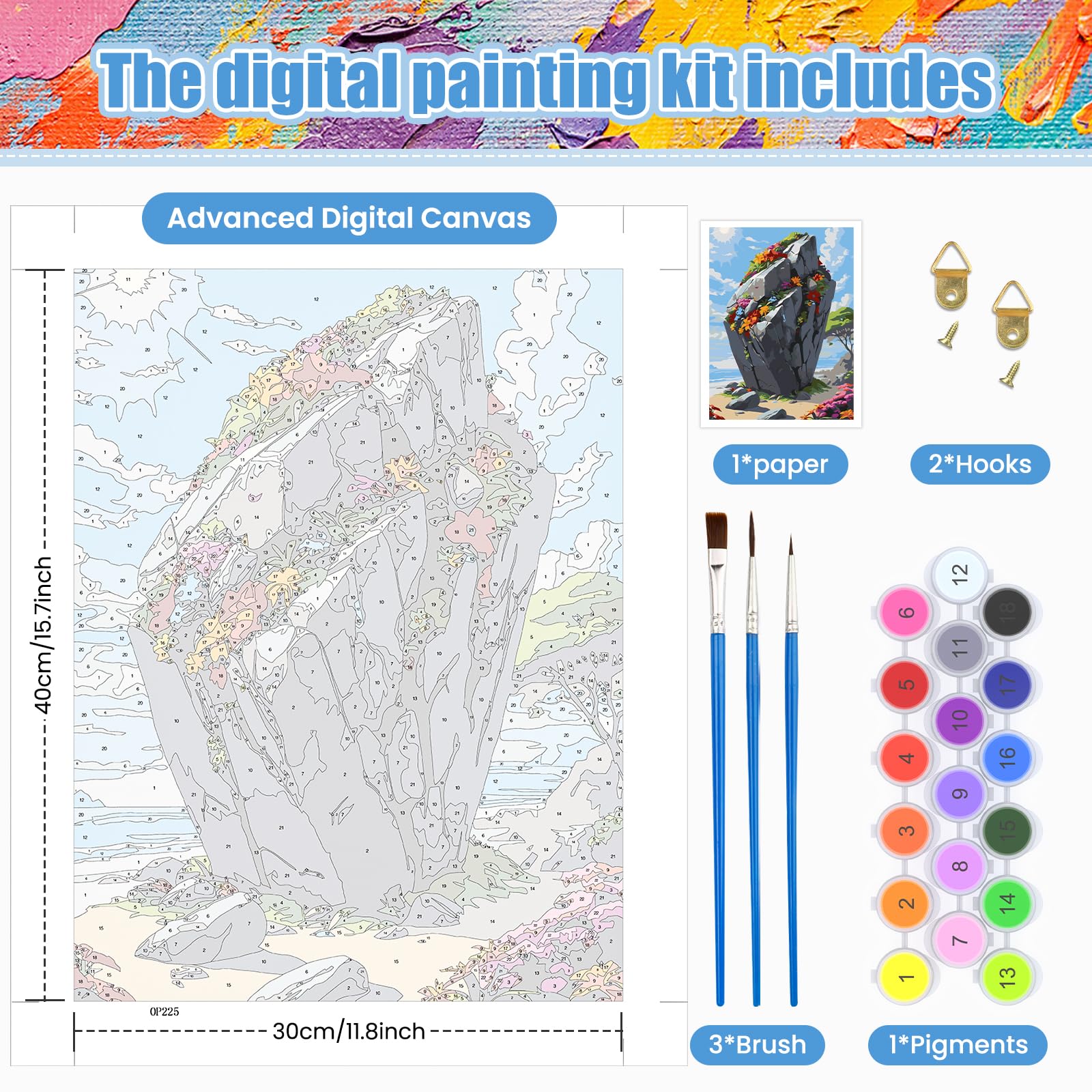 Kit Peinture Par Numéros - 4 Tableaux Paysage Avec Cadre (20x30cm) Pour Adultes Et Enfants