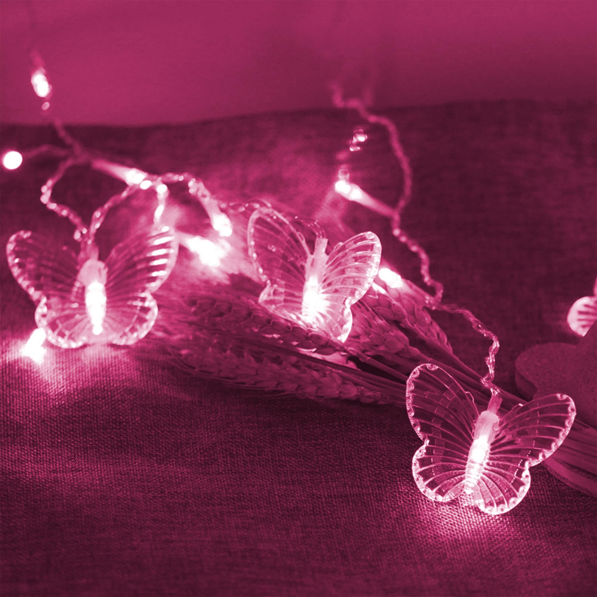 Luces de cortina de mariposa, 5 pies, 48 luces LED USB para ventana, 10 mariposas, 8 modos, luciérnaga de luces parpadeantes para habitación, dormitorio, pared, techo, fiesta, boda, Navidad