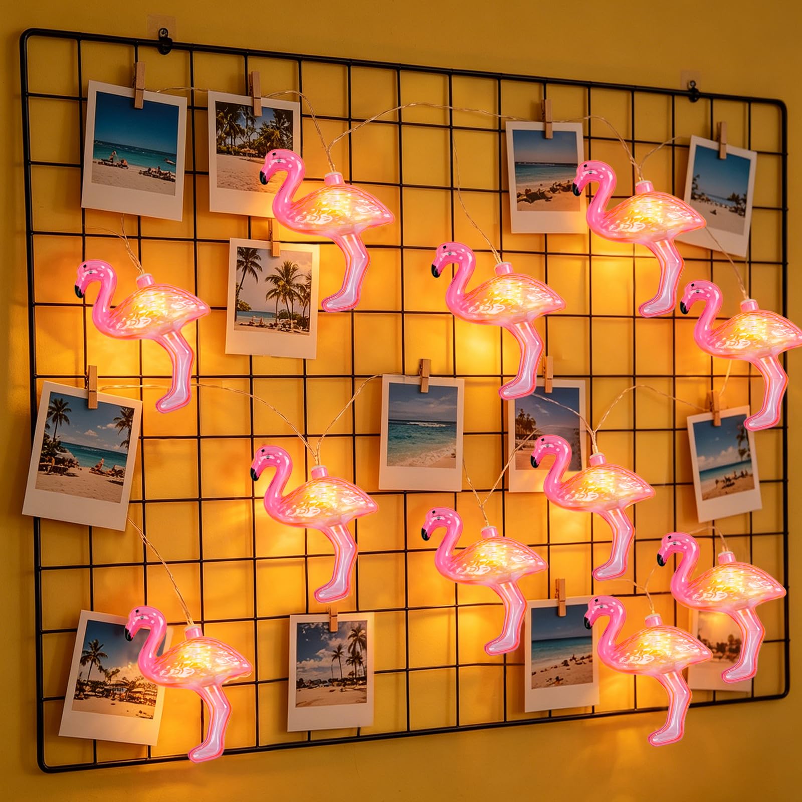 Guirnalda de Luces de Flamenco, 3m 20 LED Cadena de Luces de Flamenco, Guirnalda de Luces Tropicales de Verano, Guirnaldas Luminosa para Fiestas Hawaianas, Verano, Playa