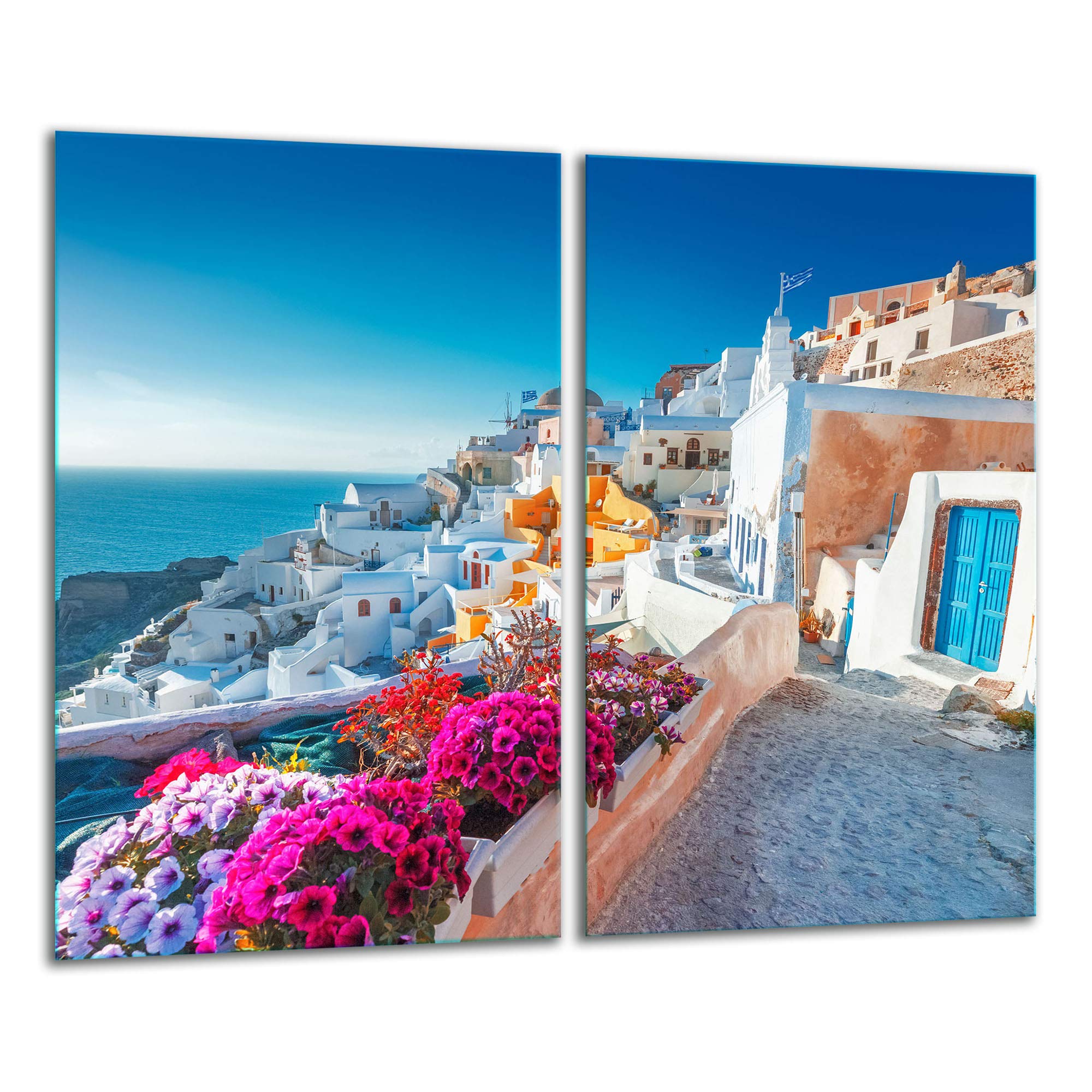 TMK - Placa protectora de vitrocerámica 30 x 52 cm 2 piezas cocina eléctrica universal para inducción protección contra salpicaduras tabla de cortar de vidrio templado como decoración, paisaje