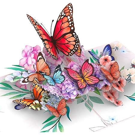 Happy Birthday Card 2pcs Butterfly Flower , 2 Styles 3D Pop Up Birthday Gift Box With Envelop For Women Wife Mom Daughter Sister Anniversary Personalized Gift (Purple Funny Birthday Cards For Women