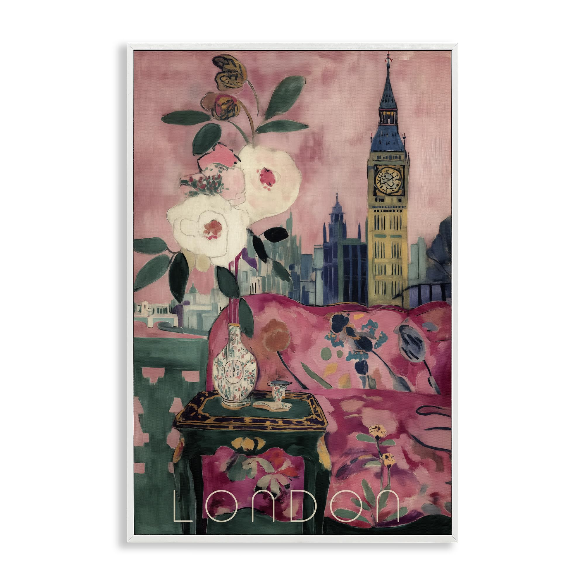 Poster London Spring Blossoms cadre blanc premium Annabelle Hall 45cm