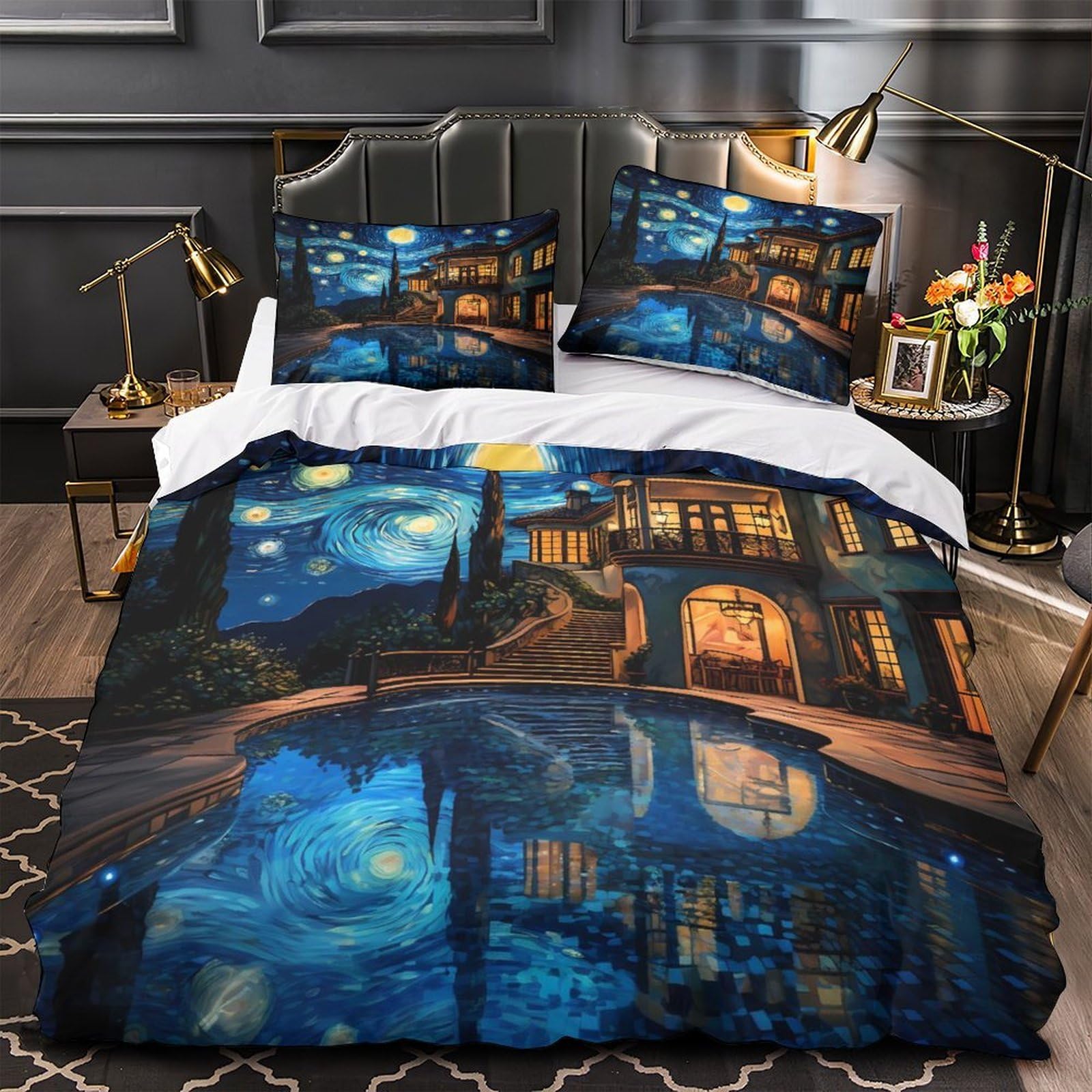 Parure de lit microfibre hypoallergique ultra douce imprimé 3D 140x200 cm