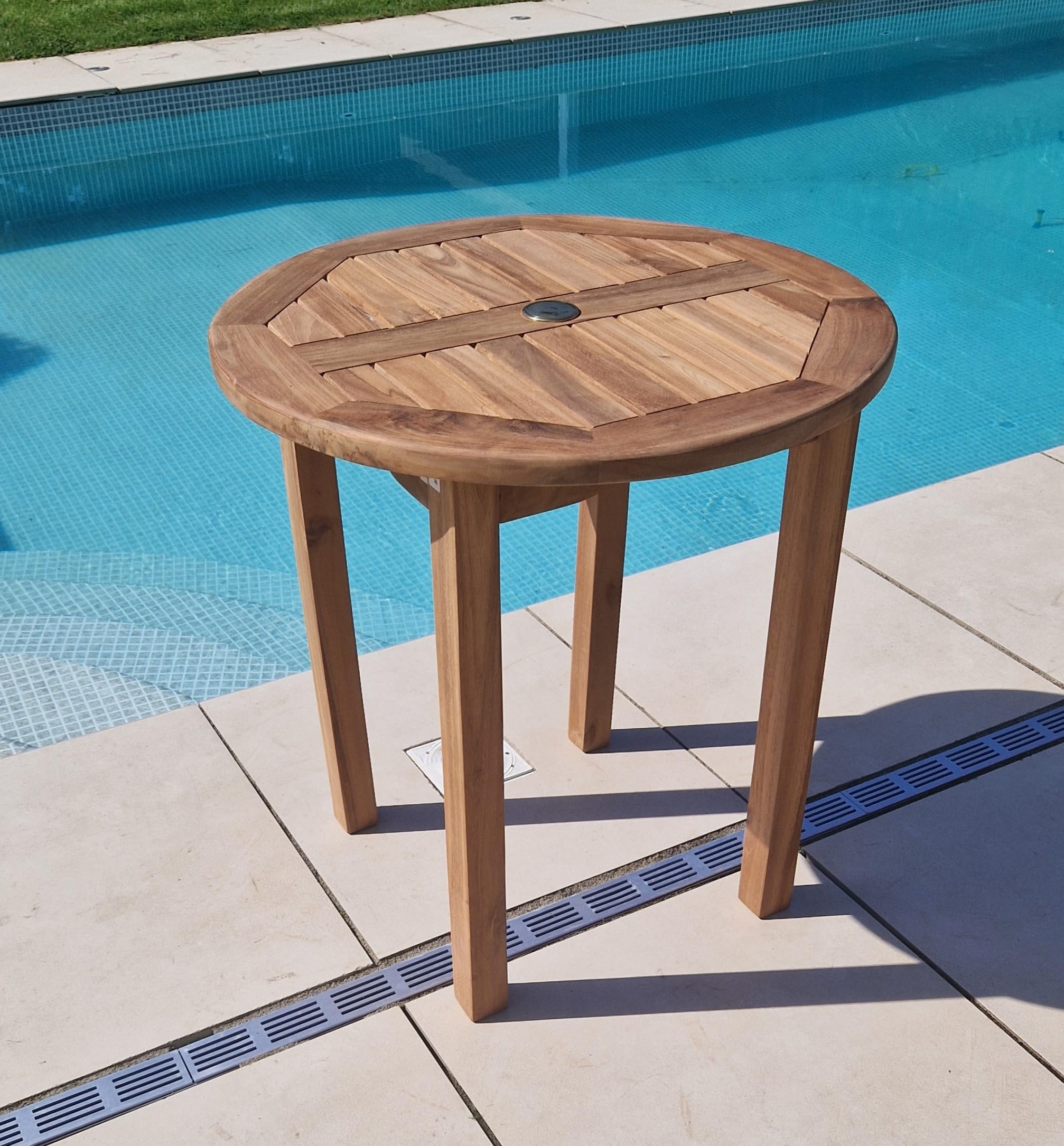 Sustainable Furniture UK Ltd - 70cm Teak Circular Fixed Garden Table | 70cm diameter | Grade A Teak | Fixed legs