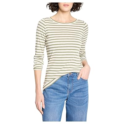 NIC+ZOE Long Sleeve Stripe Boat T Shirts Women