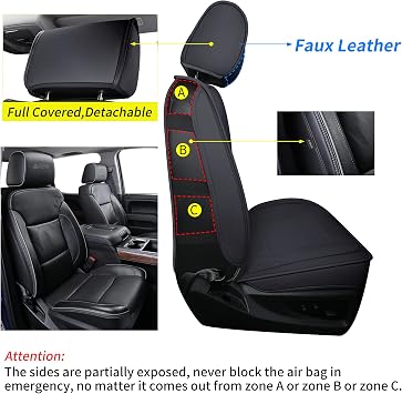 LUCKYMAN CLUB X04-S3 Chevy Silverado/Sierra Seat Covers Full Set, Fit 2007-2013&2019-2026 1500/2008-2014&2020-2026 2500 HD/3500 HD Crew Cab with Water Proof Faux Leather (Full Set, Black)
