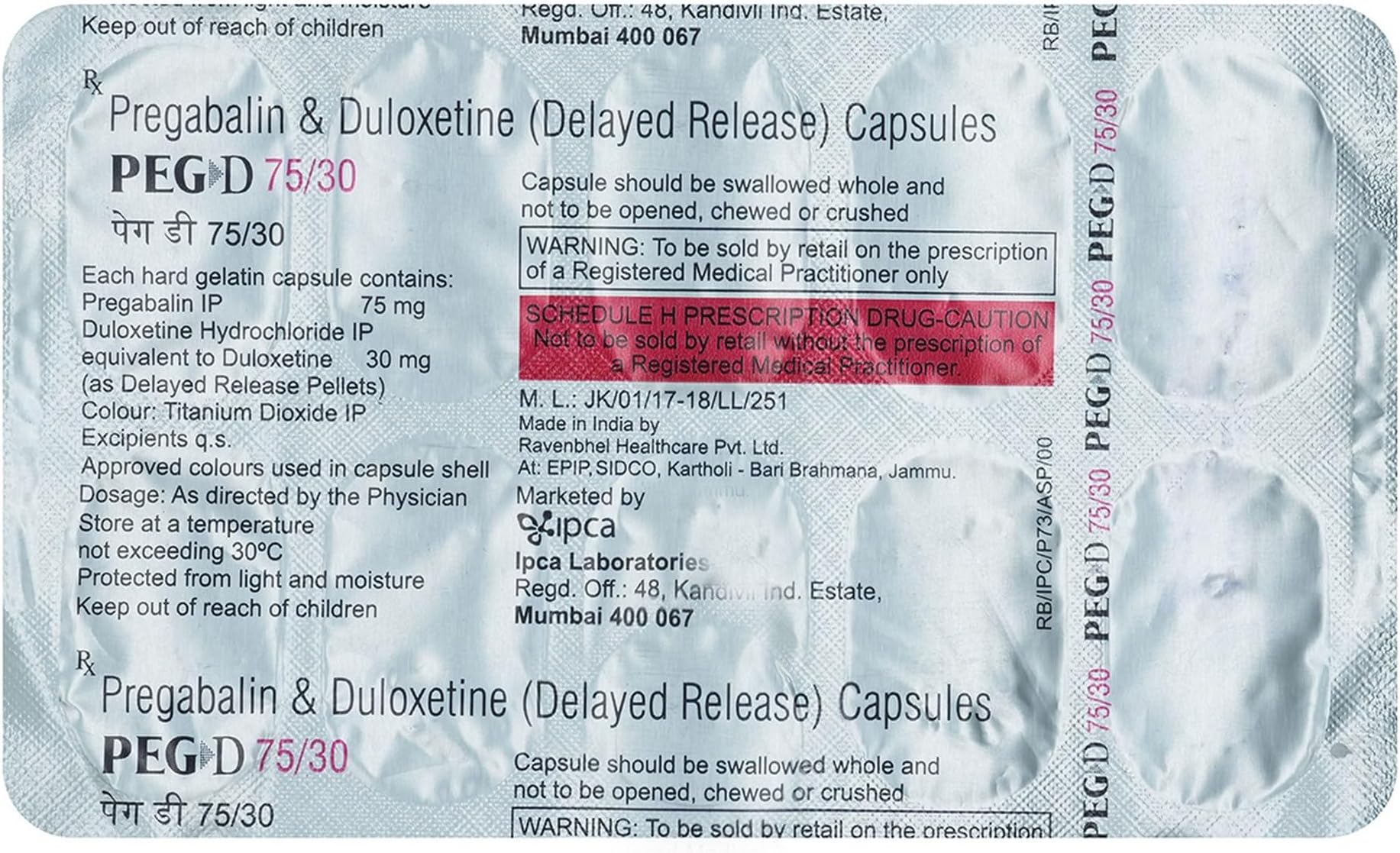 Peg D 75/30 - Strip of 10 Capsules