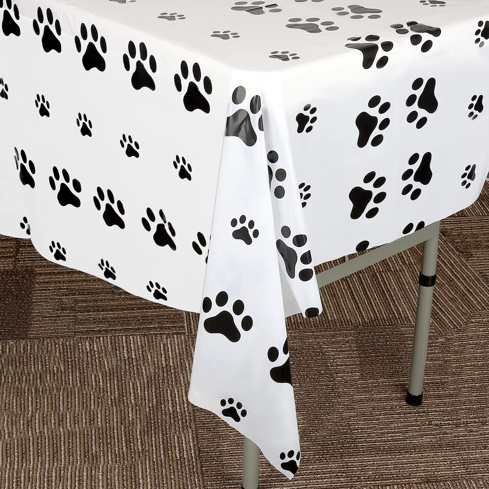 Nappe Jetable Thème Animalier Nappe Fête Motif Pattes Chien Toplive 137x274cm - Thème Chiot - Anniversaire Enfant - Matériau PEVA Nappe Jetable Peva