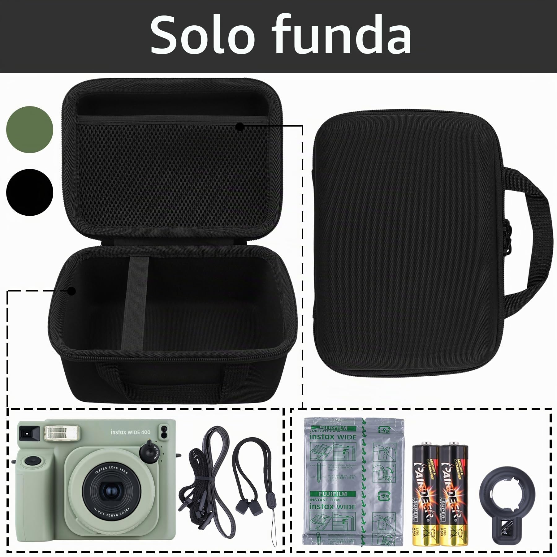 Aenllosi Estuche Rígido para Cámara Fujifilm Instax Wide 400/300,Negro | Protección Contra Golpes, Protección Contra Polvo, Correa para el Hombro, Diseño Portátil para Viajes, Solo Maletín Protector