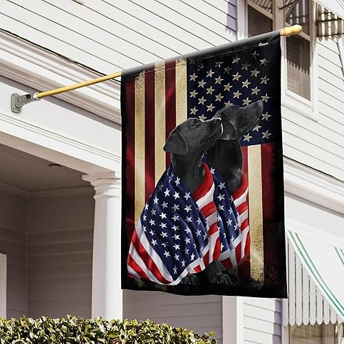 FLAGWIX Banderas de perro patriota americano, bandera de perro labrador retriever de doble cara, decoración para el hogar, exterior, bandera