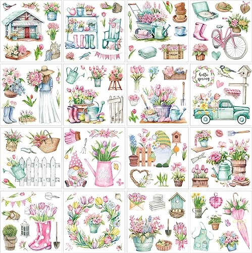 Dispowreath 16 hojas de calcomanĂas de transferencia de Pascua para álbumes de recortes, calcomanĂas de conejo, pollo, flores, transferencias para Dispowreath 16 hojas de calcomanĂas de transferencia de Pascua para álbumes de recortes, calcomanĂas de conejo, pollo, flores, transferencias para