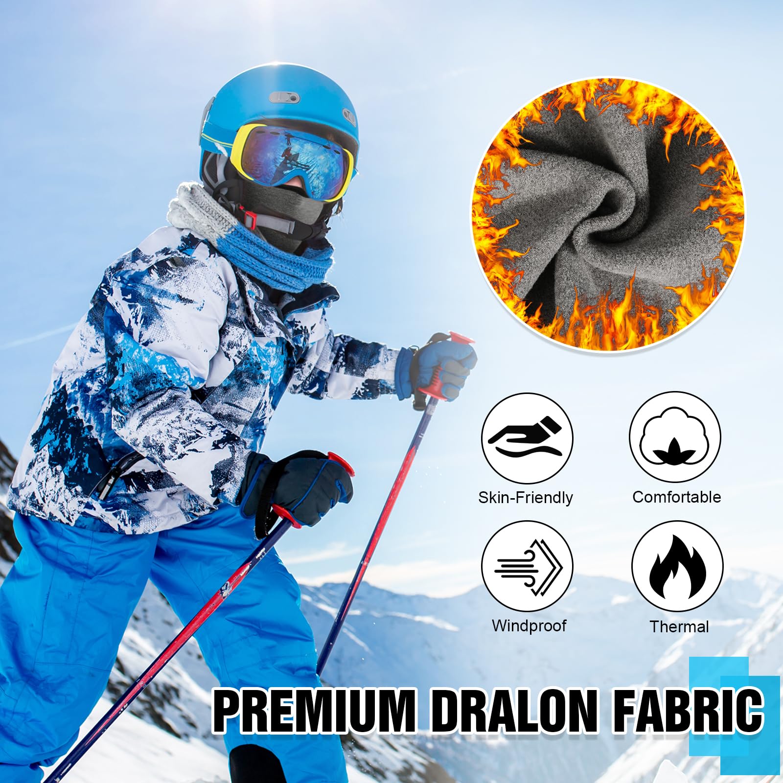 Pasamontañas Térmico Niños 6-14 Años, Invierno Multifunción Prueba de Viento Forro Polar Cálido Máscara de Esquí de Ciclismo Sombreros Gorro con Calentador de Cuello, Mascarilla para Niños Niñas