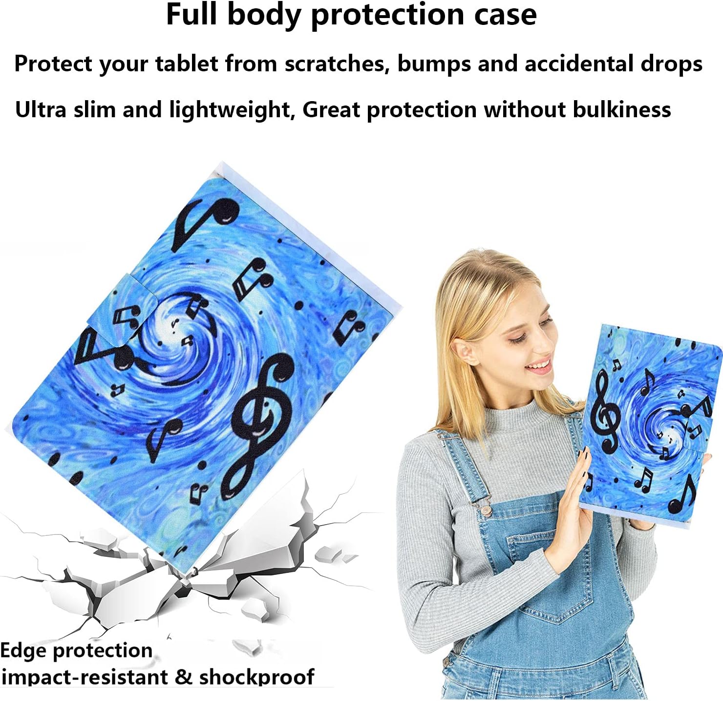 All-New Kindle Fire HD 10/ Fire HD 10 Plus Case 2021 Release (Only Fit 11th Generation) 10.1" with Pencil Auto Wake/Sleep Folio Stand PU Leather Smart Shell Soft TPU Back Cover, Sheet Music