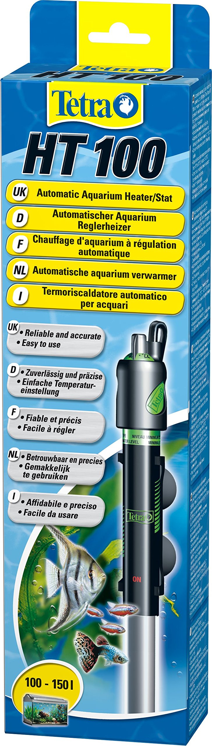 Tetra HT 100 - Potente Riscaldatore per Acquario per Coprire Diversi Livelli di Potenza con Manopola di Regolazione della Temperatura