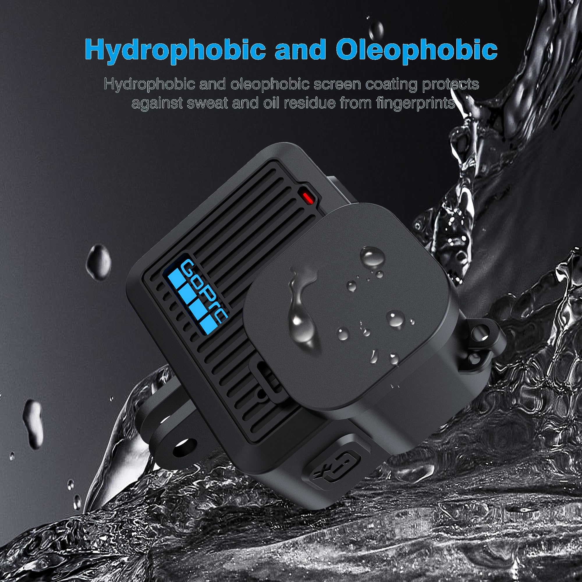 per abito accessori GoPro Hero 2024, custodia in silicone + protezione schermo + copertura laterale, antipolvere, antigoccia, HD - Nero.