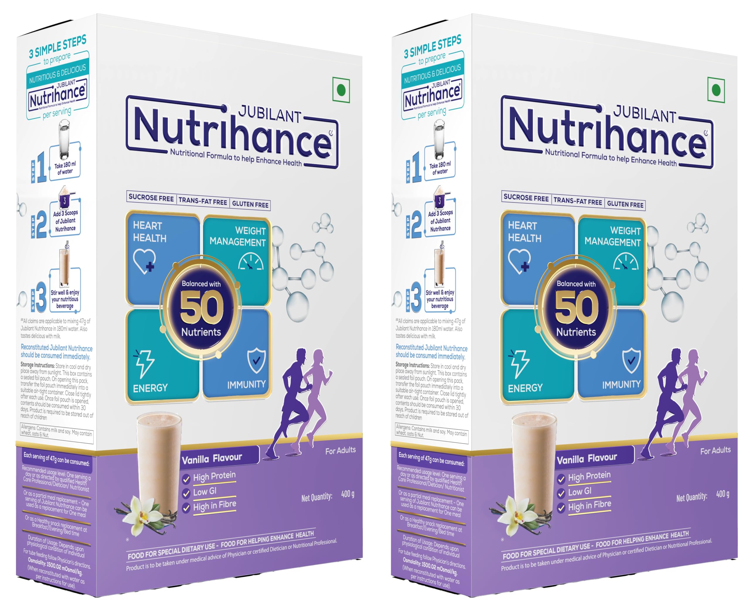 Nutritional Formula Help Enhance Health Vanilla Flavor 400 Gm X Pack Of 2 Nutrition Drink (2X400 G Vanillla Flavored)