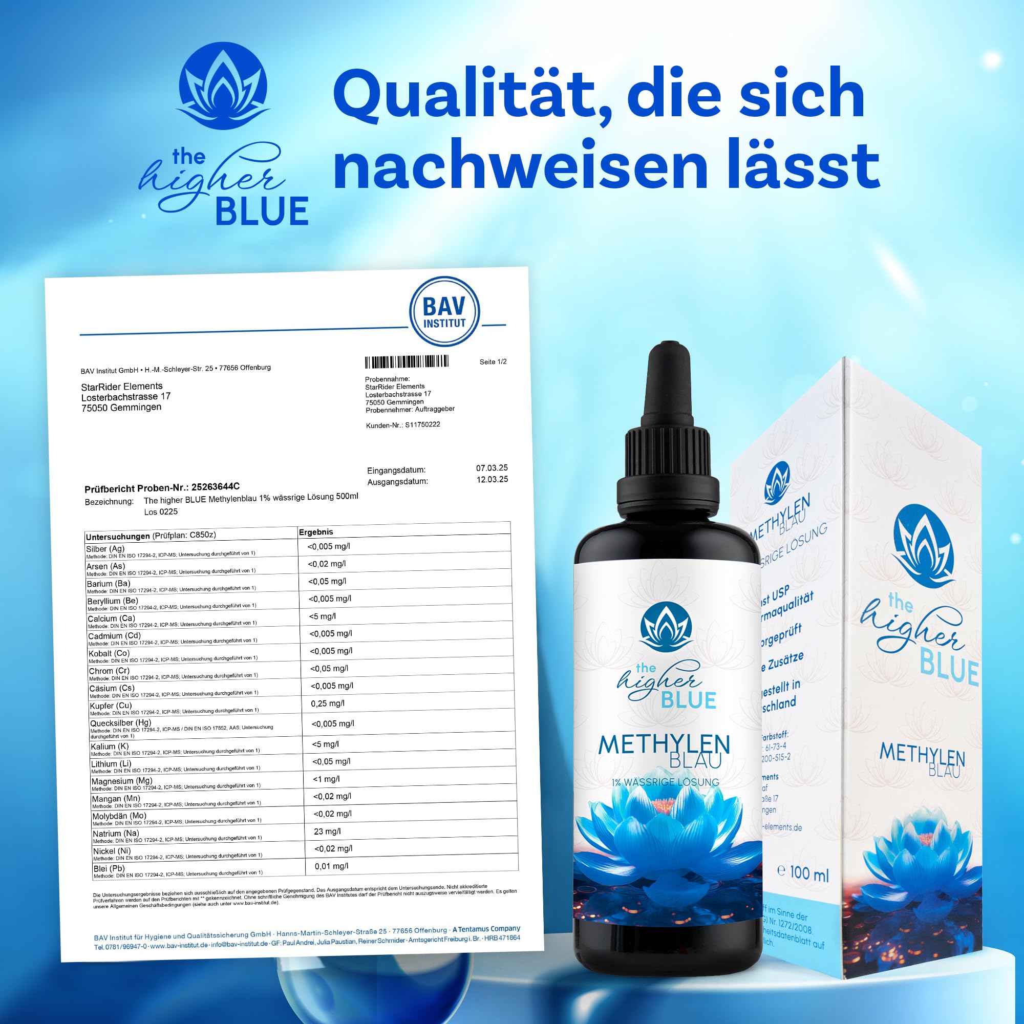 Methylenblau 1% Lösung 5 Liter Kanister | Höchste Reinheit >99,9% | Ph. Eur. Reinstoff | frei von Schwermetallen | Hergestellt und Laborgeprüft in Deutschland