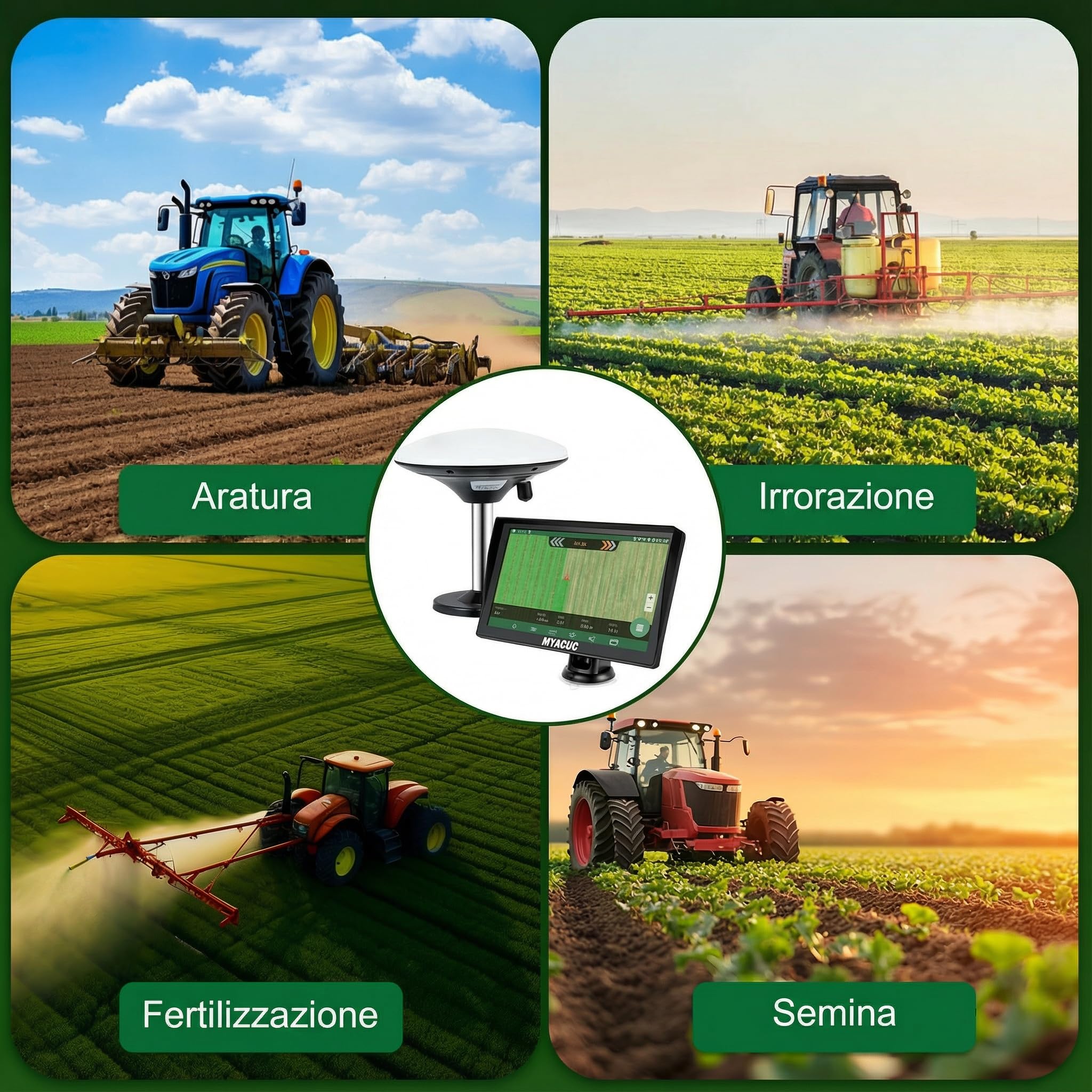 Navigatore GPS per Trattore per l’Agricoltura di Precisione, Navigatore Agricolo GNSS con Schermo Touch da 9", Adatto a Irrorazione, Aratura e Semina, Posizionamento Automatico