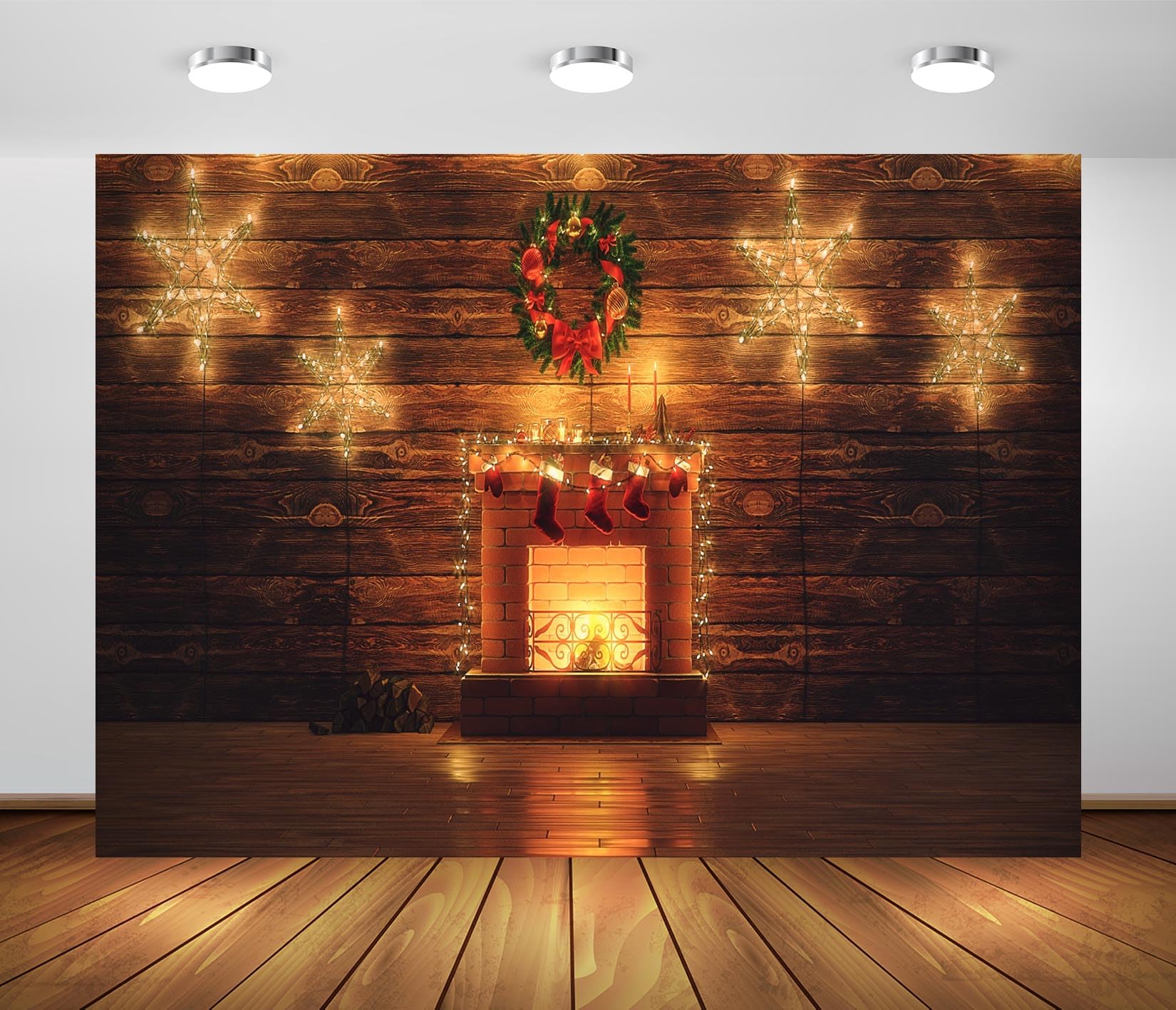 BELECO Large Christmas Fireplace Tapestry Wall Hanging Vintage Christmas Fireplace Stockings Xmas Trees Art Wall Decor Christmas New Year Party Decorations Backdrop Bedroom Living Room Home Decor