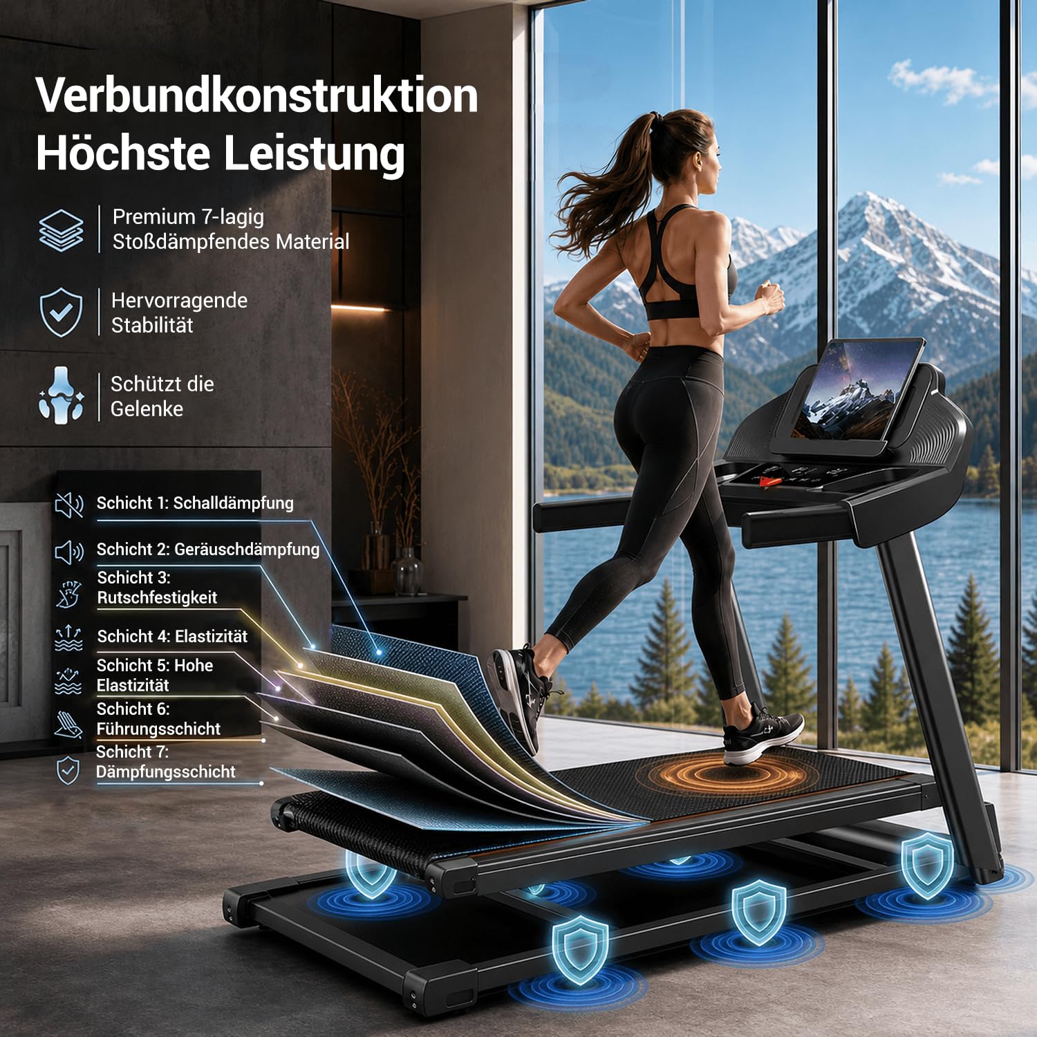 LONTEK Laufband für Zuhause Klappbar 15% | Treadmill for Home mit 3,0-PS-Motor und LED-Anzeige, Max 159KG