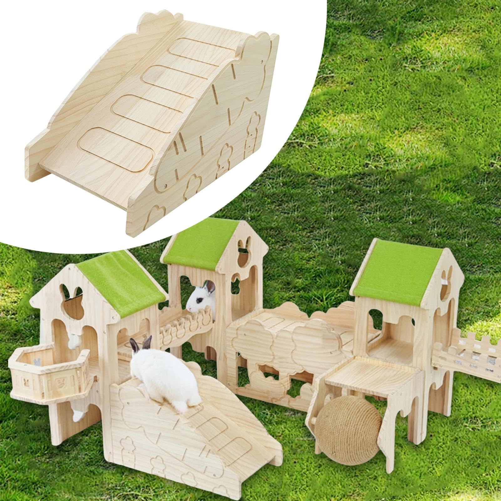Nido para Dormir de Madera, Refugio para hámsteres y Conejos, Juguete Interactivo, Style H