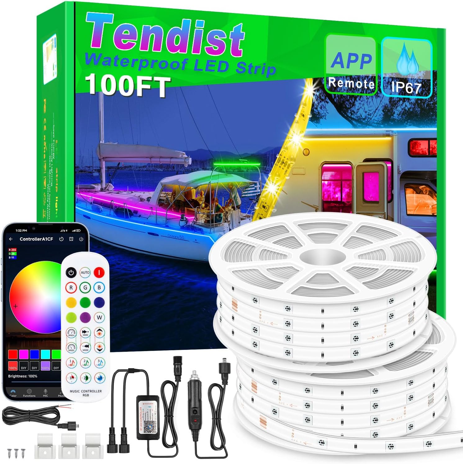 Boat Lights LED Waterproof RGB Strip for 12V Boats