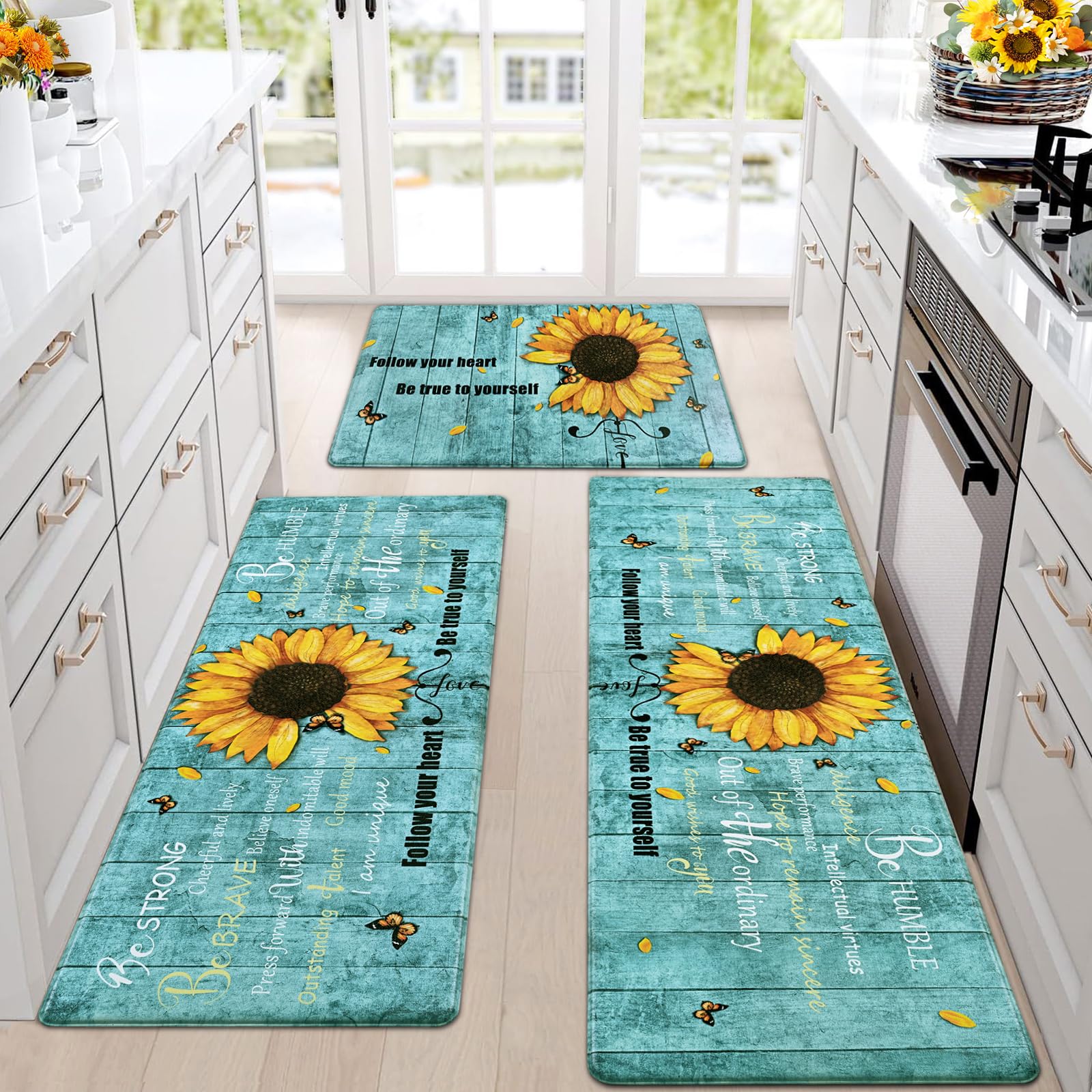 Likiyol Sunflower Kitchen Rugs