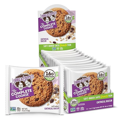 Lenny & Larry's The Complete Cookie, Oatmeal Raisin, 16g Plant Protein, Vegan, Non-GMO, 4 Ounce (Pack of 12) - Oatmeal Raisin