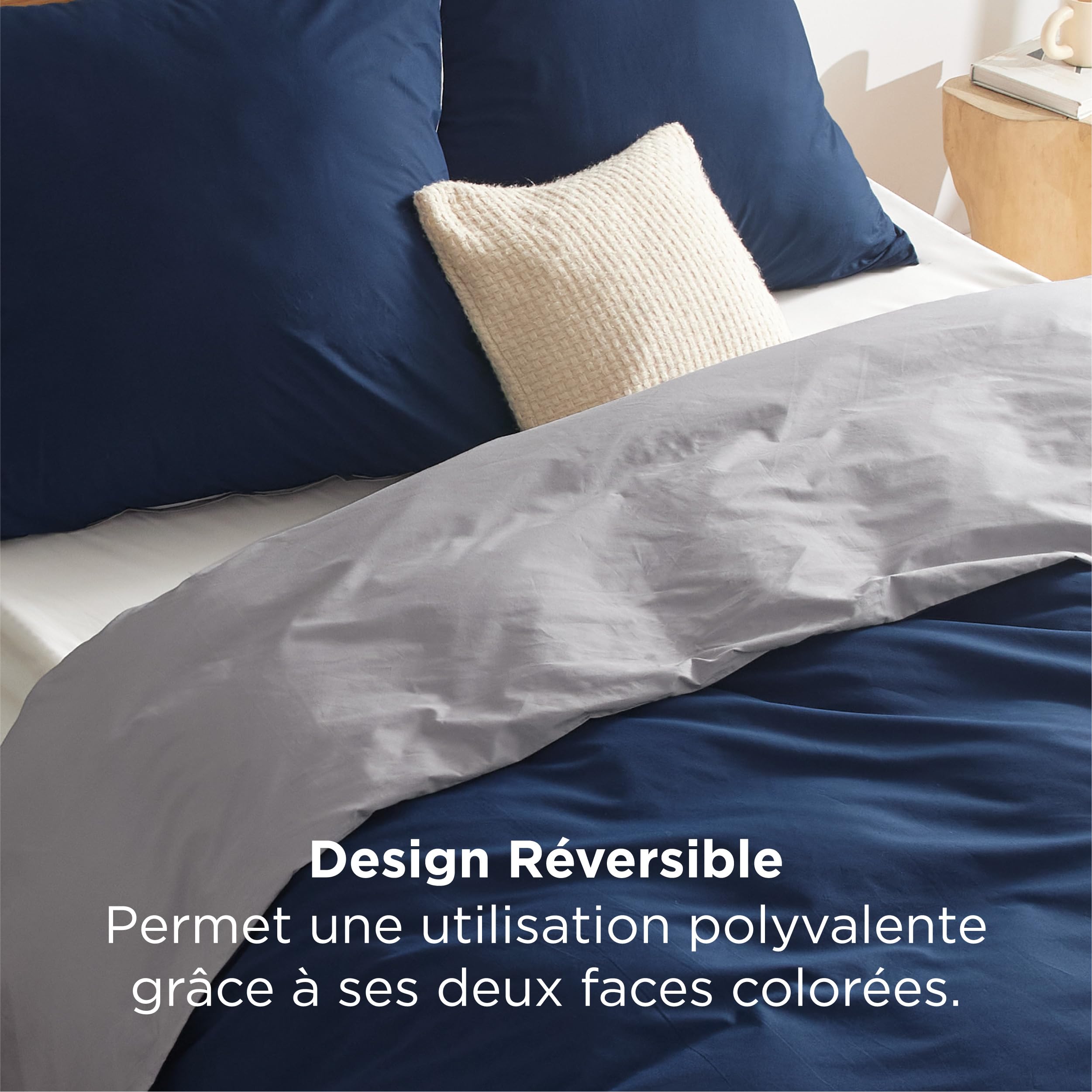 BEDSURE Pościel 200 x 200 cm, niebiesko-szara, 1 poszwa na kołdrę 200 x 200 cm + 2 poszewki na poduszkę 65 x 65 cm, Öko-Tex, niebiesko-szara bawełna, z zamkiem błyskawicznym