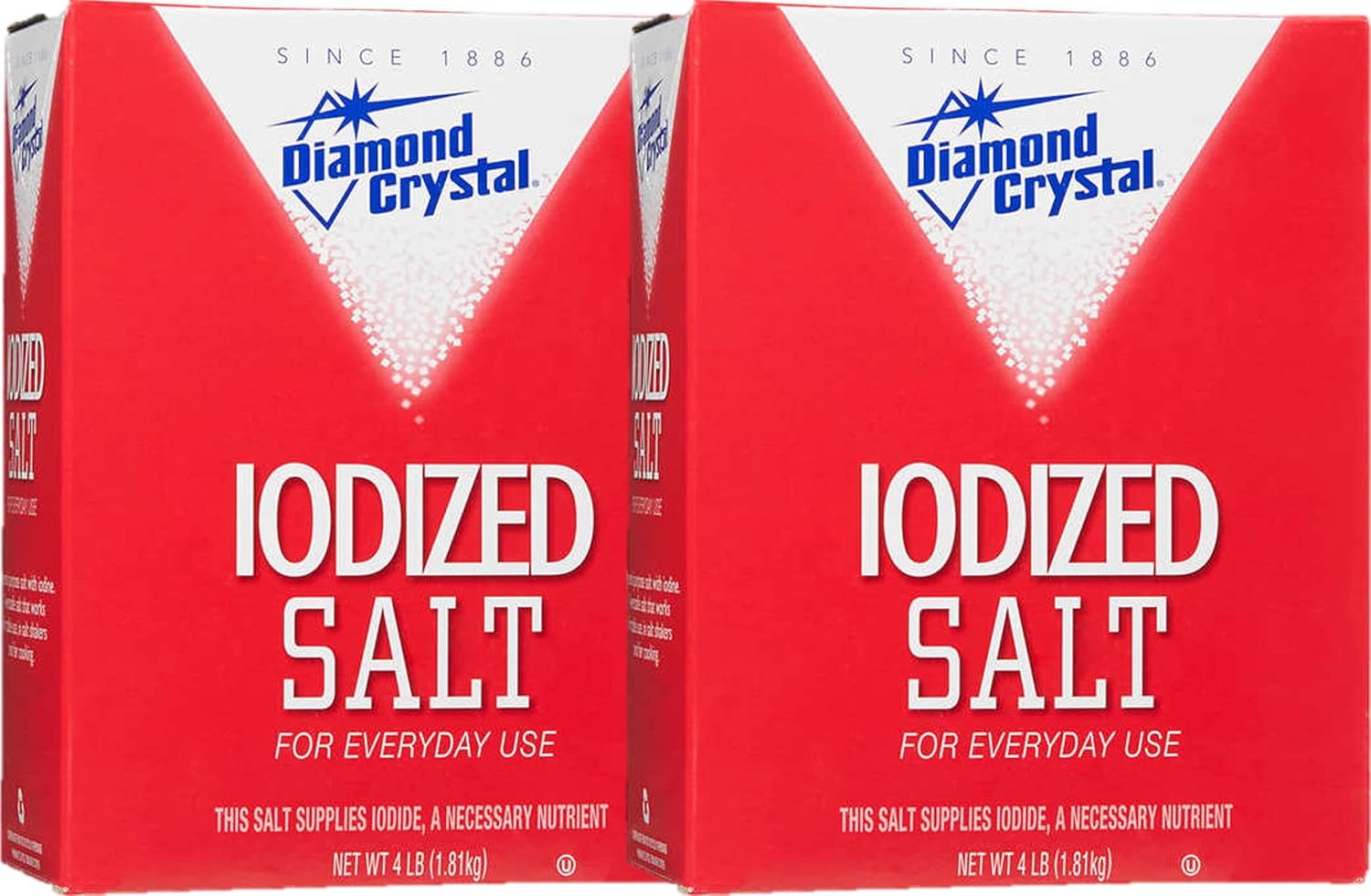 Iodized Table Salt, 4 Pound Box, 2Pack Grocery