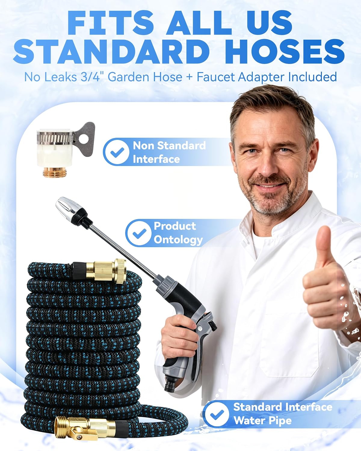Pressure Washer, Garden Hose Nozzle Fits 1/2"–3/4" Garden Hose Fit, Leak-proof, Handheld High Pressure Gun for Cars & Patios, for Three Spray Modes (Foam-free pitcher)